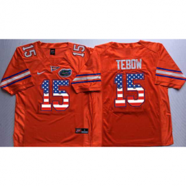 Florida Gators #15 Tim Tebow Orange USA Flag College Jersey