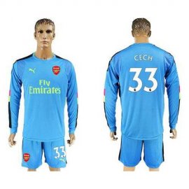 Arsenal #33 Cech Light Blue Long Sleeves Goalkeeper Soccer Club Jersey