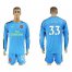 Arsenal #33 Cech Light Blue Long Sleeves Goalkeeper Soccer Club Jersey