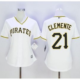 Pittsburgh Pirates #21 Roberto Clemente White Womens Home Stitched MLB Jersey