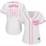 Washington Nationals #34 Bryce Harper White/Pink Fashion Womens Stitched MLB Jersey