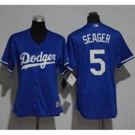 Los Angeles Dodgers #5 Corey Seager Blue Alternate Womens Stitched MLB Jersey