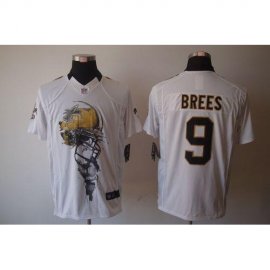 Nike New Orleans Saints #9 Drew Brees White Mens Stitched NFL Helmet Tri-Blend Limited Jersey