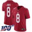 Nike New York Giants #8 Daniel Jones Red Mens Stitched NFL Limited Inverted Legend 100th Season Jersey