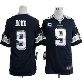 Nike Dallas Cowboys #9 Tony Romo Navy Blue Team Color With C Patch Mens Stitched NFL Game Jersey