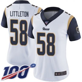 Nike Los Angeles Rams #58 Cory Littleton White Womens Stitched NFL 100th Season Vapor Limited Jersey
