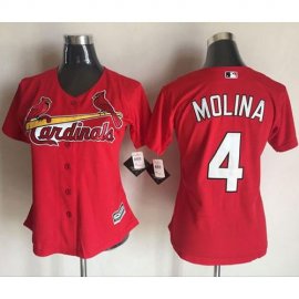 St.Louis Cardinals #4 Yadier Molina Red Womens Alternate Stitched MLB Jersey