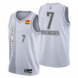 Oklahoma City Oklahoma City Thunder #7 Chet Holmgren Mens Nike Gray 2021/22 Swingman NBA Jersey – City Edition Mens