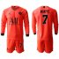 Paris Saint-Germain #7 Mbappe Red Jordan Long Sleeves Soccer Club Jersey