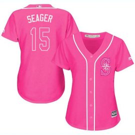 Seattle Mariners #15 Kyle Seager Pink Fashion Womens Stitched MLB Jersey