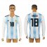 Argentina #18 SALVIO Home 2018 FIFA World Cup Long Sleeve Thailand Soccer Jersey