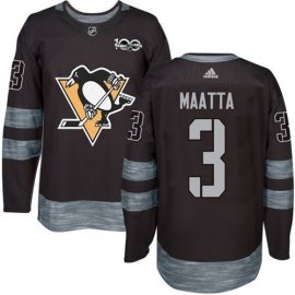 Adidas Pittsburgh Penguins #3 Olli Maatta Black 1917-2017 100th Anniversary Stitched NHL Jersey