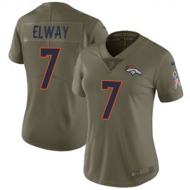 Nike Denver Broncos #7 John Elway Olive Womens Stitched NFL Limited 2017 Salute to Service Jersey