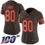 Nike Cleveland Browns #80 Jarvis Landry Brown Womens Stitched NFL Limited Rush 100th Season Jersey