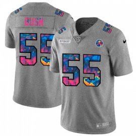 Pittsburgh Steelers #55 Devin Bush Mens Nike Multi-Color 2020 NFL Crucial Catch NFL Jersey Greyheather
