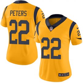 Nike Los Angeles Rams #22 Marcus Peters Gold Womens Stitched NFL Limited Rush Jersey