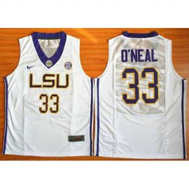 LSU Tigers #33 Shaquille ONeal White Basketball Stitched NCAA Jersey