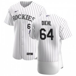 Colorado Rockies #64 Phillip Diehl Mens Nike White Home 2020 Authentic Player MLB Jersey