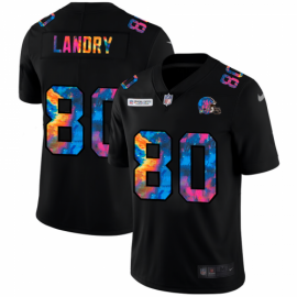 Cleveland Browns #80 Jarvis Landry Mens Nike Multi-Color Black 2020 NFL Crucial Catch Vapor Untouchable Limited Jersey