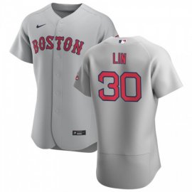 Boston Red Sox #30 Tzu-Wei Lin Mens Nike Gray Road 2020 Authentic Team MLB Jersey