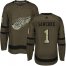 Adidas Detroit Red Wings #1 Terry Sawchuk Green Salute to Service Stitched NHL Jersey