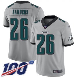 Nike Philadelphia Eagles #26 Miles Sanders Silver Mens Stitched NFL Limited Inverted Legend 100th Season Jersey