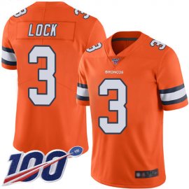Nike Denver Broncos #3 Drew Lock Orange Mens Stitched NFL Limited Rush 100th Season Jersey