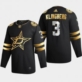 Dallas Stars #3 John Klingberg Mens Adidas Black Golden Edition Limited Stitched NHL Jersey