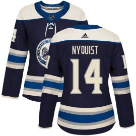 Adidas Columbus Blue Jackets #14 Gustav Nyquist Navy Alternate Authentic Womens Stitched NHL Jersey
