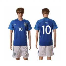 Brazil #10 Pele Away Soccer Country Jersey