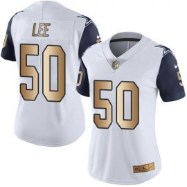 Nike Dallas Cowboys #50 Sean Lee White Womens Stitched NFL Limited Gold Rush Jersey