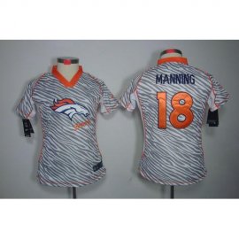 Nike Denver Broncos #18 Peyton Manning Zebra Womens Stitched NFL Elite Jersey