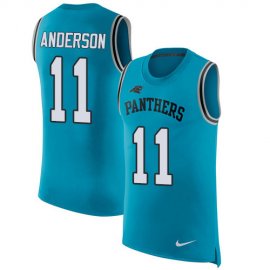 Nike Carolina Panthers #11 Robby Anderson Blue Alternate Mens Stitched NFL Limited Rush Tank Top Jersey