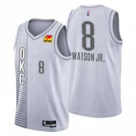 Oklahoma City Oklahoma City Thunder #8 Paul Watson Jr. Mens Nike Gray 2021/22 Swingman NBA Jersey – City Edition Mens