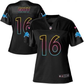 Detroit Lions #16 Jared Goff Black Womens NFL Fashion Game Jersey