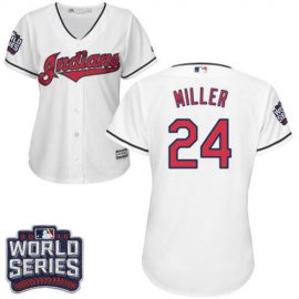 Cleveland Indians #24 Andrew Miller White 2016 World Series Bound Womens Home Stitched MLB Jersey