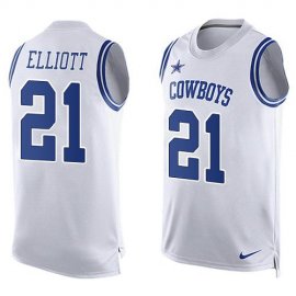 Nike Dallas Cowboys #21 Ezekiel Elliott White Mens Stitched NFL Limited Tank Top Jersey