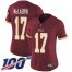 Nike Washington Football Team #17 Terry McLaurin Burgundy Red Team Color Womens Stitched NFL 100th Season Vapor Limited Jersey
