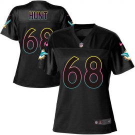Nike Miami Dolphins #68 Robert Hunt Black Womens NFL Fashion Game Jersey