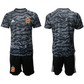 Spain Blank Black Goalkeeper Soccer Country Jersey