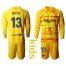 Barcelona #13 Neto Yellow Goalkeeper Long Sleeves Kid Soccer Club Jersey
