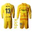 Barcelona #13 Neto Yellow Goalkeeper Long Sleeves Kid Soccer Club Jersey