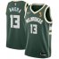 Nike Milwaukee Bucks #13 Jordan Nwora Womens 2021 NBA Finals Champions Swingman Icon Edition Jersey Green Womens