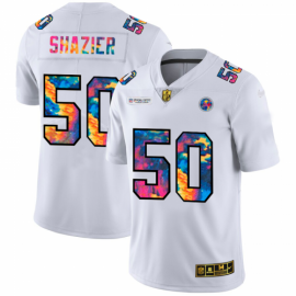 Pittsburgh Steelers #50 Ryan Shazier Mens White Nike Multi-Color 2020 NFL Crucial Catch Limited NFL Jersey