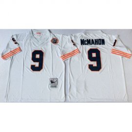 Mitchell&Ness Chicago Bears #9 Jim McMahon White Big No. Throwback Stitched NFL Jersey