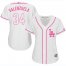 Los Angeles Dodgers #34 Fernando Valenzuela White/Pink Fashion Womens Stitched MLB Jersey