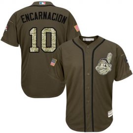 Cleveland Indians #10 Edwin Encarnacion Green Salute to Service Stitched Youth MLB Jersey