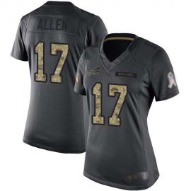 Nike Buffalo Bills #17 Josh Allen Black Womens Stitched NFL Limited 2016 Salute to Service Jersey