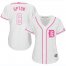 Detroit Tigers #8 Justin Upton White/Pink Fashion Womens Stitched MLB Jersey