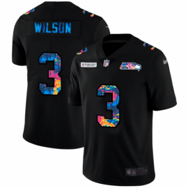 Seattle Seahawks #3 Russell Wilson Mens Nike Multi-Color Black 2020 NFL Crucial Catch Vapor Untouchable Limited Jersey
